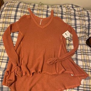 New with Tags Free People Moonshine Cold Shoulder Sweater in Bisque